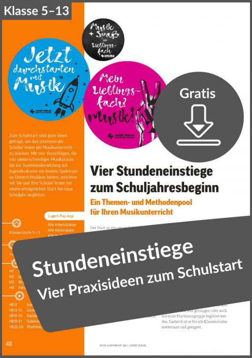 Gratis-Download: Vier Stundeneinstiege zum Schuljahresbeginn (aus Musik und Unterricht 148)