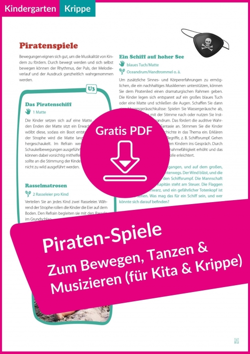 Piraten-Spiele zum Bewegen, Tanzen und Musizieren für Kindergarten und Krippe (kostenloses PDF)