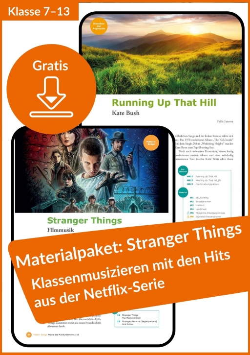 Gratis-Download-Materialpaket: Klassenmusizieren zu den Hits aus der Serie Stranger Things – „Running Up That Hill“ von Kate Bush und „The Theme System“ (aus: PdM 146 und PdM 133)