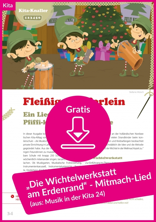 Weihnachtliches Mitmach-Lied „Die Wichtelwerkstatt am Erdenrand“ (kostenloses PDF)