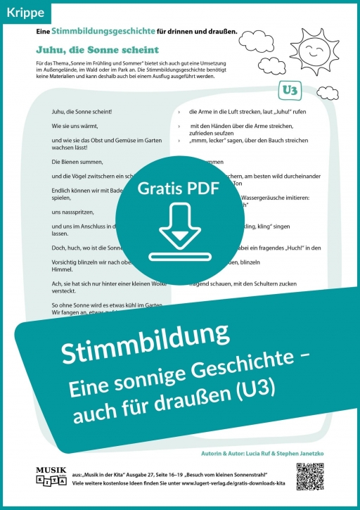 „Juhu, die Sonne scheint“ – Stimmbildungsgeschichte für Krippe und Kindergarten (kostenloses PDF zum Ausdrucken)