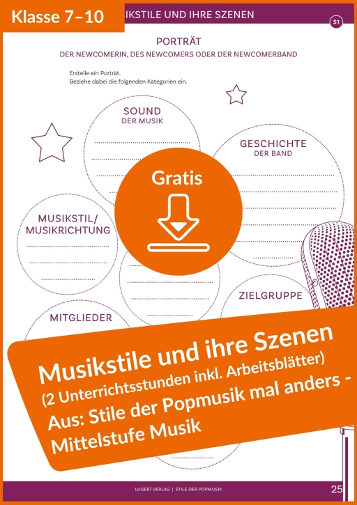 Gratis-Download: Zwei tolle Unterrichtsstunden aus dem Heft „Stile der Popmusik mal anders“ aus der Reihe „Mittelstufe Musik“