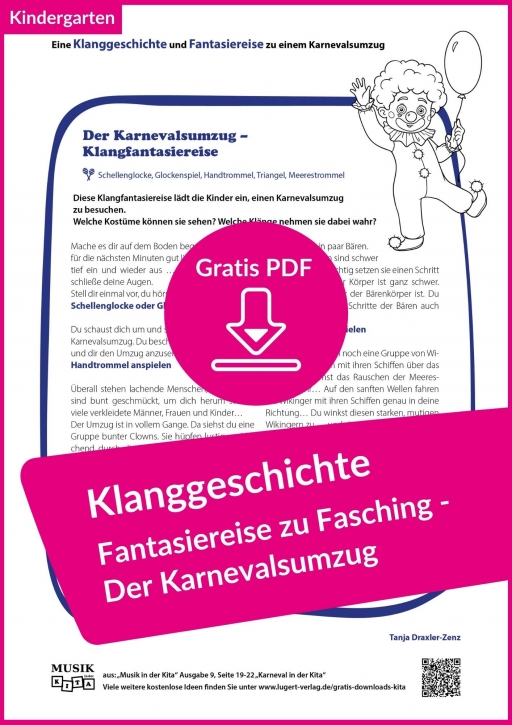 Klanggeschichte für den Kindergarten: Fantasiereise zum Fasching (kostenloses PDF)