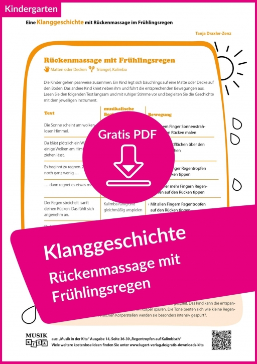 Klanggeschichte für Kita und Kindergarten: „Rückenmassage bei Regen im Frühling“ (kostenloses PDF)