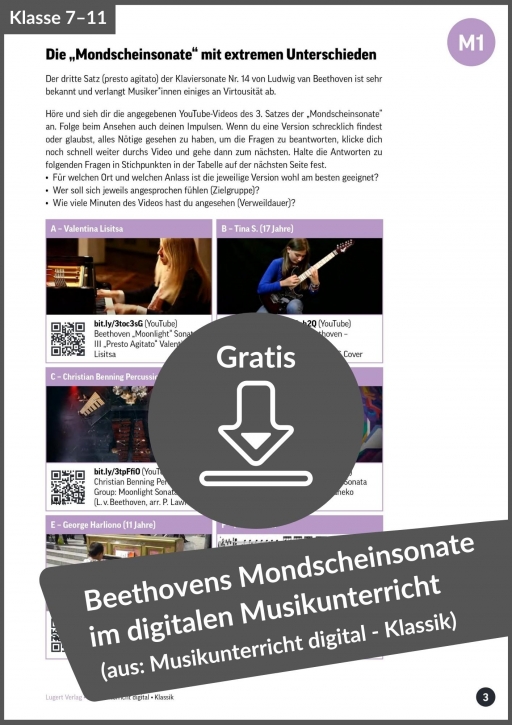 Gratis-Download: Die Mondscheinsonate (Beethoven) im digitalen Musikunterricht