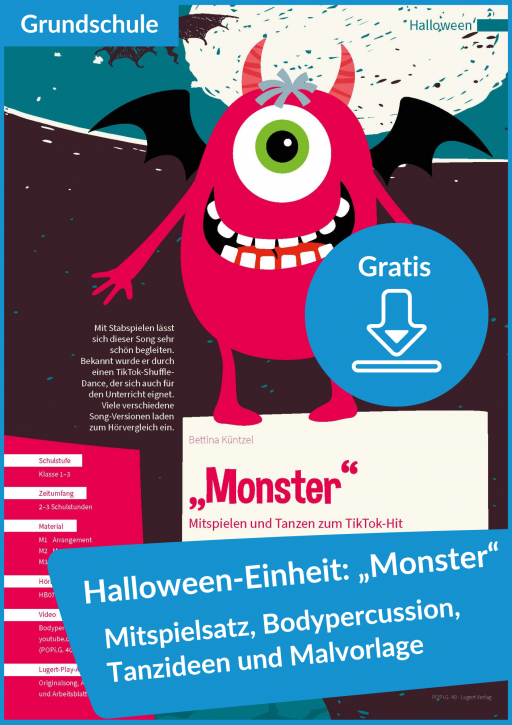 Gratis-Download: Monster-Malvorlage, Bodypercussion und Mitspielsatz zum TikTok-Hit „Monster“ zu Halloween (aus POPi.G. 40)