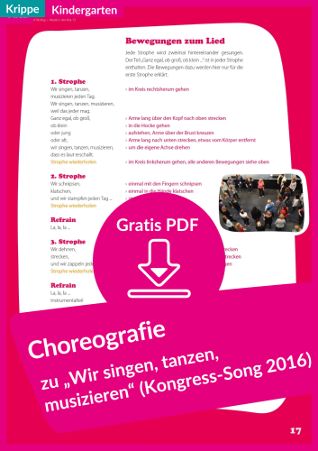 Kostenloser Download: Choreografie zu dem Bewegungslied „Wir singen, tanzen, musizieren“ (PDF)