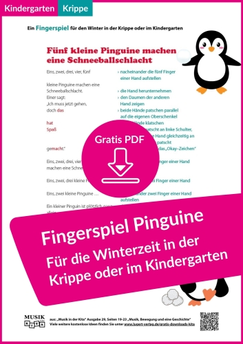 Süßes Fingerspiel über Pinguine im Schnee für den Winter – für Kindergarten und Krippe (PDF, kostenlos)