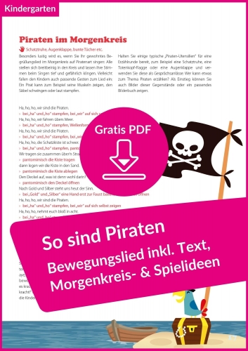 Piraten-Lied mit Text, Morgenkreis- und Spielideen für den Kindergarten (kostenloses PDF)