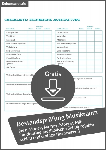 Gratis-Download „Meinen Bestand prüfen“ (aus: „Money, Money, Money! Mit Fundraising musikalische Schulprojekte schlau und einfach finanzieren“)