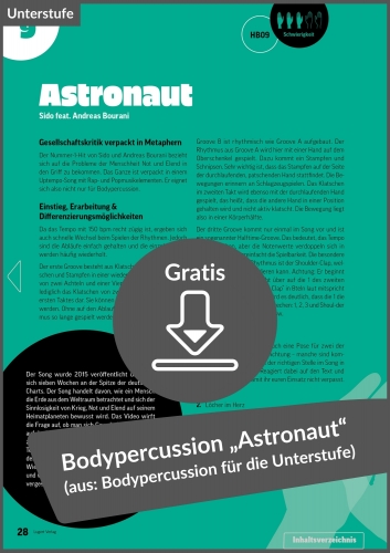 Gratis-Download: Bodypercussion „Astronaut“ von Sido feat. Andreas Bourani (aus: 12x Bodypercussion zu Popsongs für Klasse 5-7)