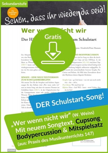 Gratis-Download: Schulstart-Song "Wer wenn nicht wir" (aus der PdM Ausgabe 147)