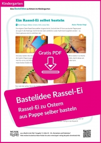 Bastelidee – Rassel-Ei aus Pappe und Reis zu Ostern basteln (kostenloses PDF)