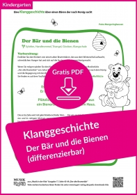 „Der Bär und die Bienen“ – Klanggeschichte für Kita- und Vorschulkinder (kostenloses PDF)