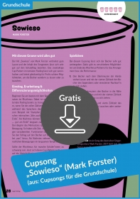 Gratis-Download: Cupsong „Sowieso“ von Mark Forster (aus: Cupsongs für die Grundschule) Gratis-Download: Cupsong „Sowieso“ von Mark Forster (aus: Cupsongs für die Grundschule)